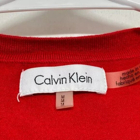 Calvin Klein Women's Sweater Vest Medium Red Tight Knit Rayon Career Top GUC - Picture 5 of 6